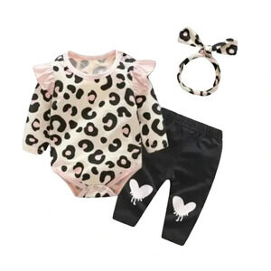 18-24m Pink Leopard Print 3piece Baby Set